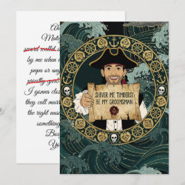Convite Seja Meu Padrinho Pirata Engraçado