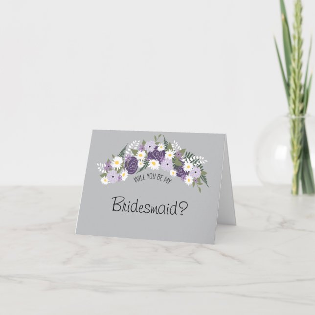 Convite Seja Minha Bridesmaid Floral Wreath (Frente)