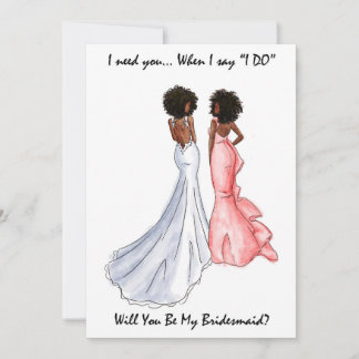 Convite Seja Minha Carteira De Bridesmaid - Afro-Americano