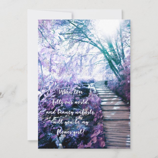 Convite seja minha dama de flores floresta encantada (Frente)