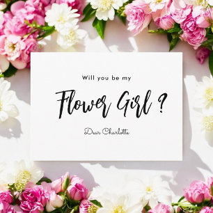 Convite Seja Minha Dama de Flores Preto Branco Script