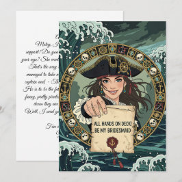 Convite Seja Minha Dama de Honra Pirata Adorável
