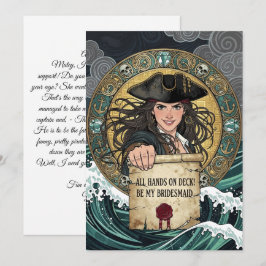 Convite Seja Minha Dama de Honra Pirata Corajosa