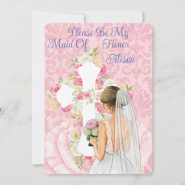 Convite Seja Minha Madrinha de casamento Personalizar (Frente)