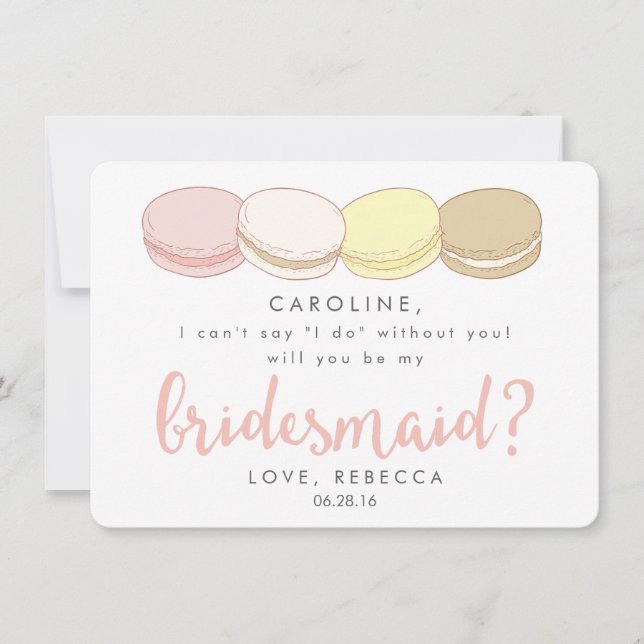Convite Seja Minha Placa De Bridesmaid | Macarons Francese (Frente)