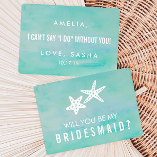 Convite Seja Minha Placa De Bridesmaid Starfish Aqua