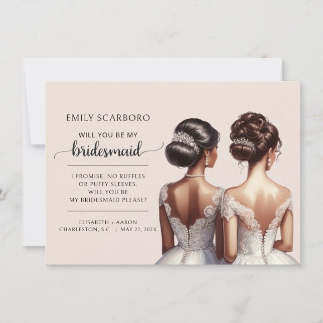 Convite Seja Minha Proposta De Bridesmaid Afro-Americano (Frente)