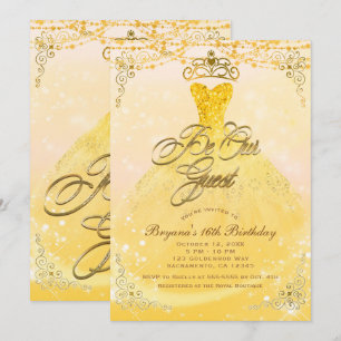 Convite Seja Noss Convidado Princesa Amarelo & Dourado Fes