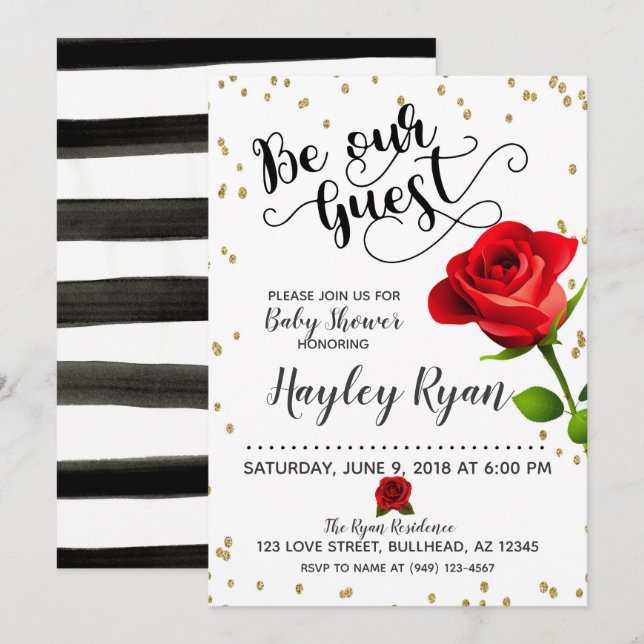 Convite Seja nosso convidado de Chá de fraldas (Frente/Verso)