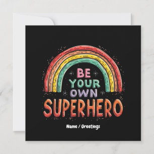 Convite Seja o seu super-herói, inspiracional e colorido