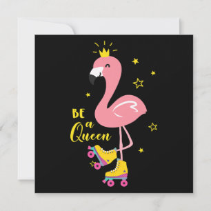 Convite Seja Uma Flamingo Rosa Rainha Skate Patins Mulhere