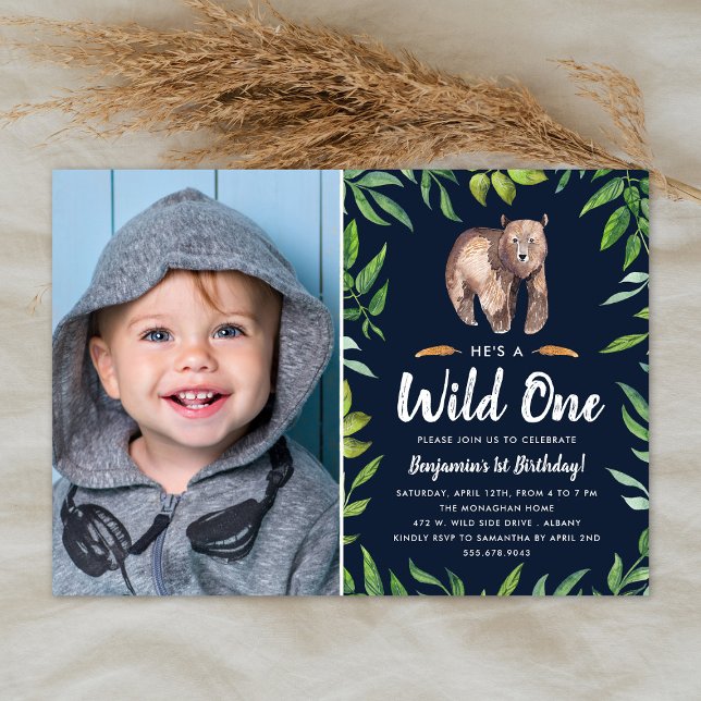 Convite Seletor de Aquarela Um | Festa de aniversário de f (Criador carregado)