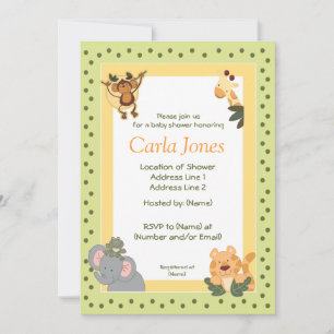 Convite Selgle Safari Baby Shower Invances 5 x 7 tamanhos