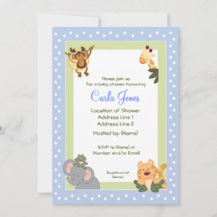 Convite Selgle Safari Baby Shower Invances 5 x 7 tamanhos