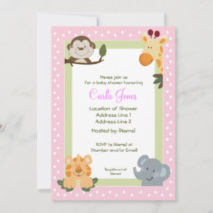 Convite Selgle Safari Baby Shower Invances 5 x 7 tamanhos