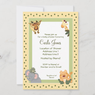 Convite Selgle Safari Baby Shower Invances 5 x 7 tamanhos