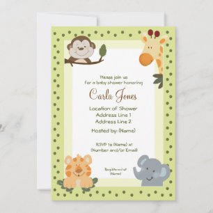 Convite Selgle Safari Baby Shower Invances 5 x 7 tamanhos