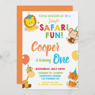 Convite Selgle Safari, primeiro aniversario de Diversão, S