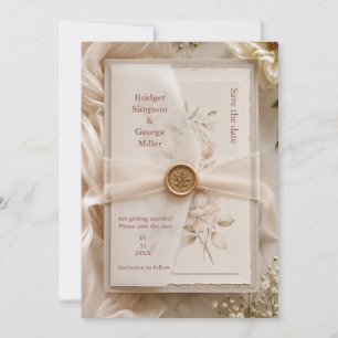 Convite Selo de Cera de Casamento em Vellum Moderno Românt