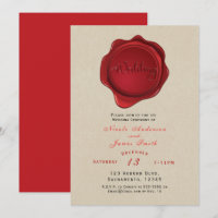 Selo de Cera Vermelha Kraft Marrom Elegante Casame