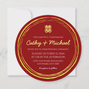 Convite Selo logotipo de dupla felicidade em casamento chi