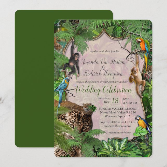 Convite Selva Africana alegre (Frente/Verso)