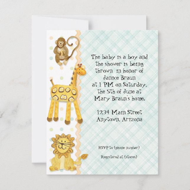 Convite Selva, Chá de fraldas 4 - Verde (Frente)