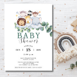 Convite Selva Chá de fraldas Espanhola de Animais Safari