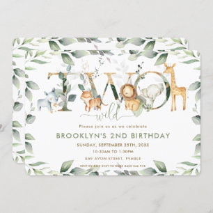 Convite Selva-Chic segundo aniversário Verde Dois Selvagen