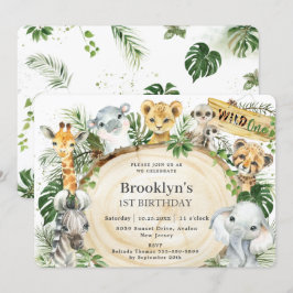 Convite Selva de Chic Animais Selvagens Selvagens Selvagen