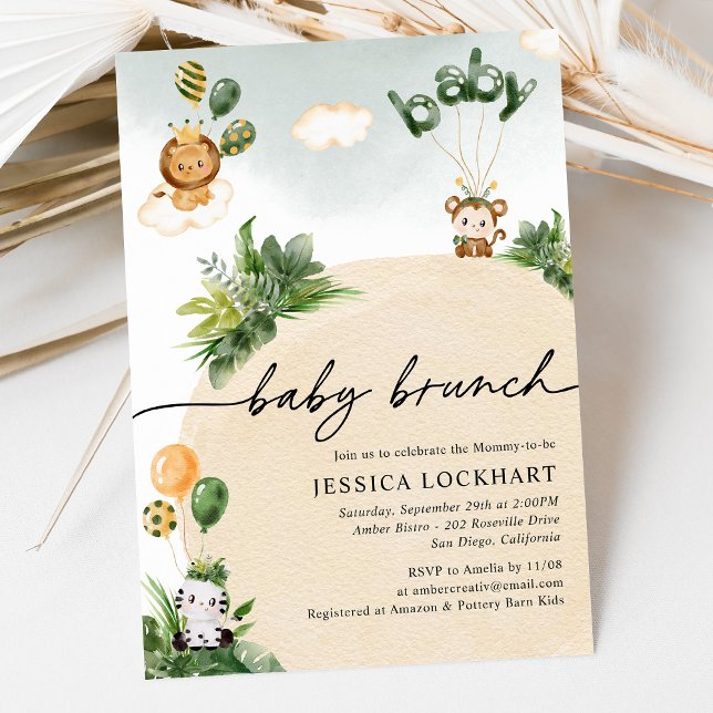 Convite Selva de Diversão Moderna Safari Boy Brunch (Criador carregado)