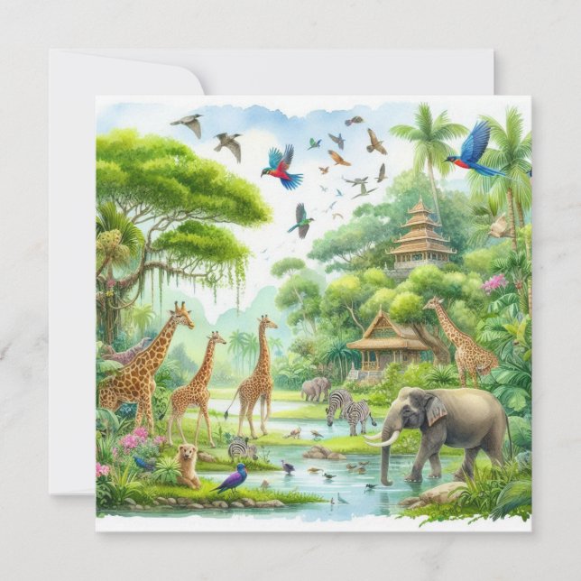 Convite Selva de safari tropical (Frente)