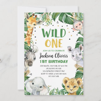 Convite Selva de um primeiro aniversario Selvagem Safari S