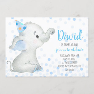 Convite Selva do Elefante Baby Boy Blue Confetti Safari