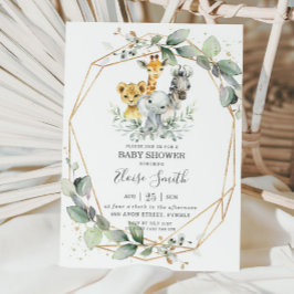 Convite Selva Selvagem Chic Greenery Chá de fraldas Neutro