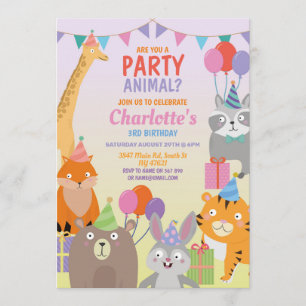 Convite Selva Selvagem do Zoo Selvagem do Balão de Anivers