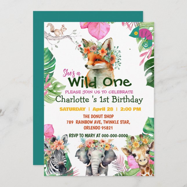 Convite Selva Selvagem Selvagem 1 Fox Safari 1rua (Frente/Verso)