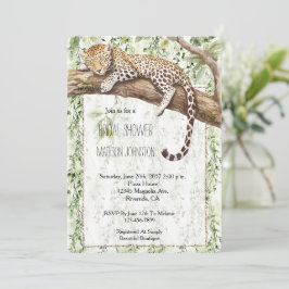 Convite Selva Selvagem Selvagem Verde Chá de panela Leopar
