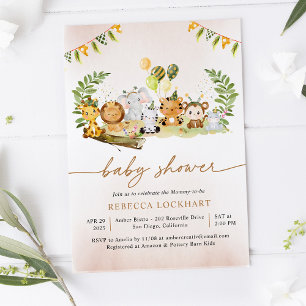 Convite Selva Tropical Safari Chá de fraldas Em