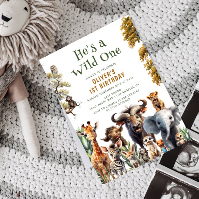 Convite Selva Tropical Safari Selvagem Selvagem Útil de Um (Criador carregado)