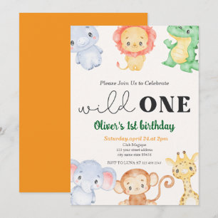 Convite Selva Tropical Safari Selvagem Selvagem Útil de Um