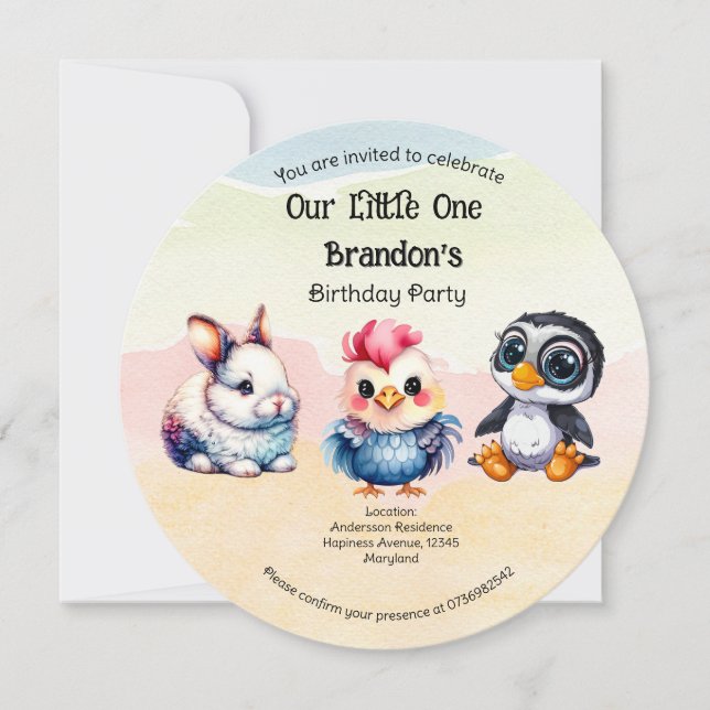 Convite Selvagem De Animais De Floresta Brincadeiras (Frente)