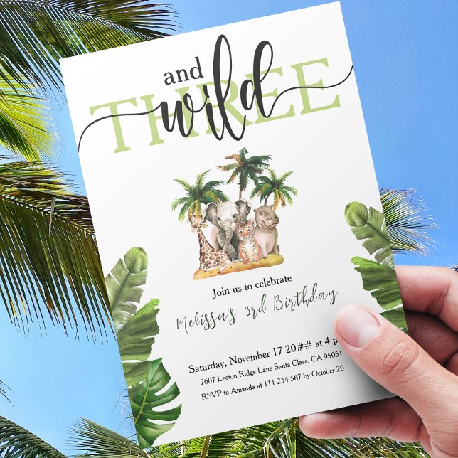 Convite Selvagem e Três 3ª Festa de aniversário de Animais (Criador carregado)