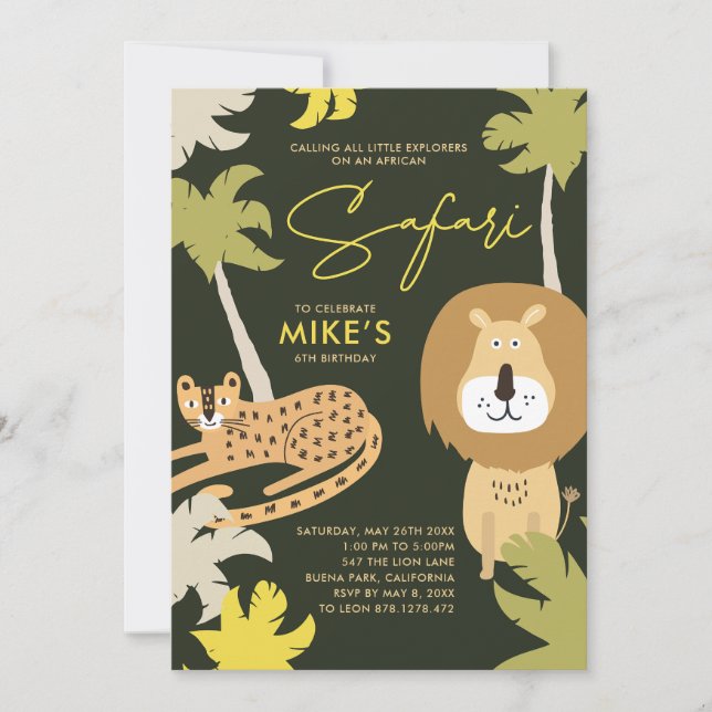 Convite Selvagem Festa na Savana Africana (Frente)