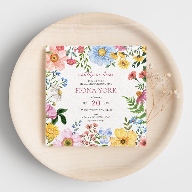 Convite Selvagem no Amor | Chá de panela de flor selvagem (Wildly in Love Bridal Shower Love is in Bloom Floral Spring Summer Cute Invitation )
