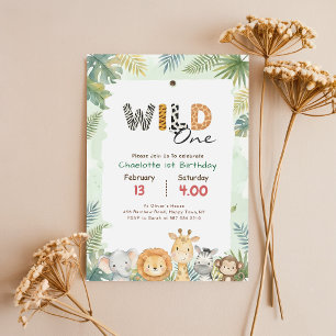 Convite Selvagem Safári Jungle Animal Fofo Aniversário de 