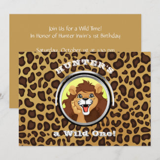 Convite Selvagem Selvagem Safari Aniversário Zoo Leopardo