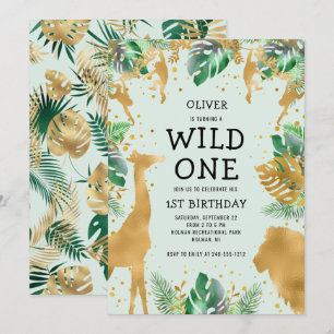 Convite Selvagem Selvagem Safari primeiro aniversario Verd