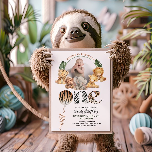 Convite Selvagem Um primeiro aniversario Neutro de Gênero  (Criador carregado)