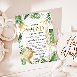 Convite Selvagem Um Safari Verde e Dourado Chás de Bebê Po